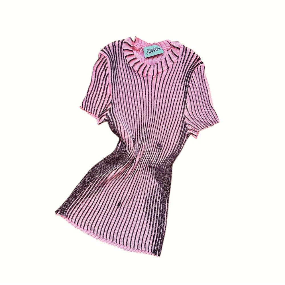 Jean Paul Gaultier Pink Metallic Female Body Trompe L’oeil Knit T-Shirt - Picture 4 of 10